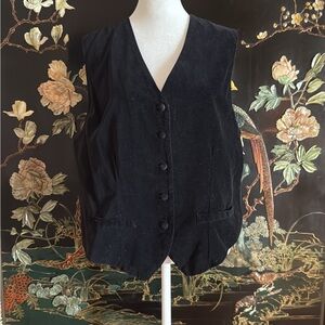 Vintage 80's Black Velvet Button Down Pocketed Vest